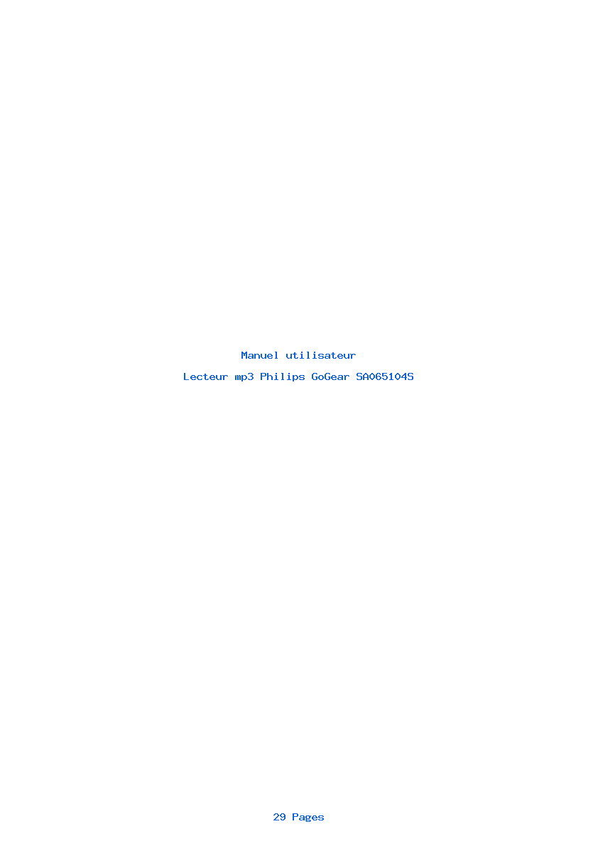 Page 1 de la notice Manuel utilisateur Philips GoGear SA065104S