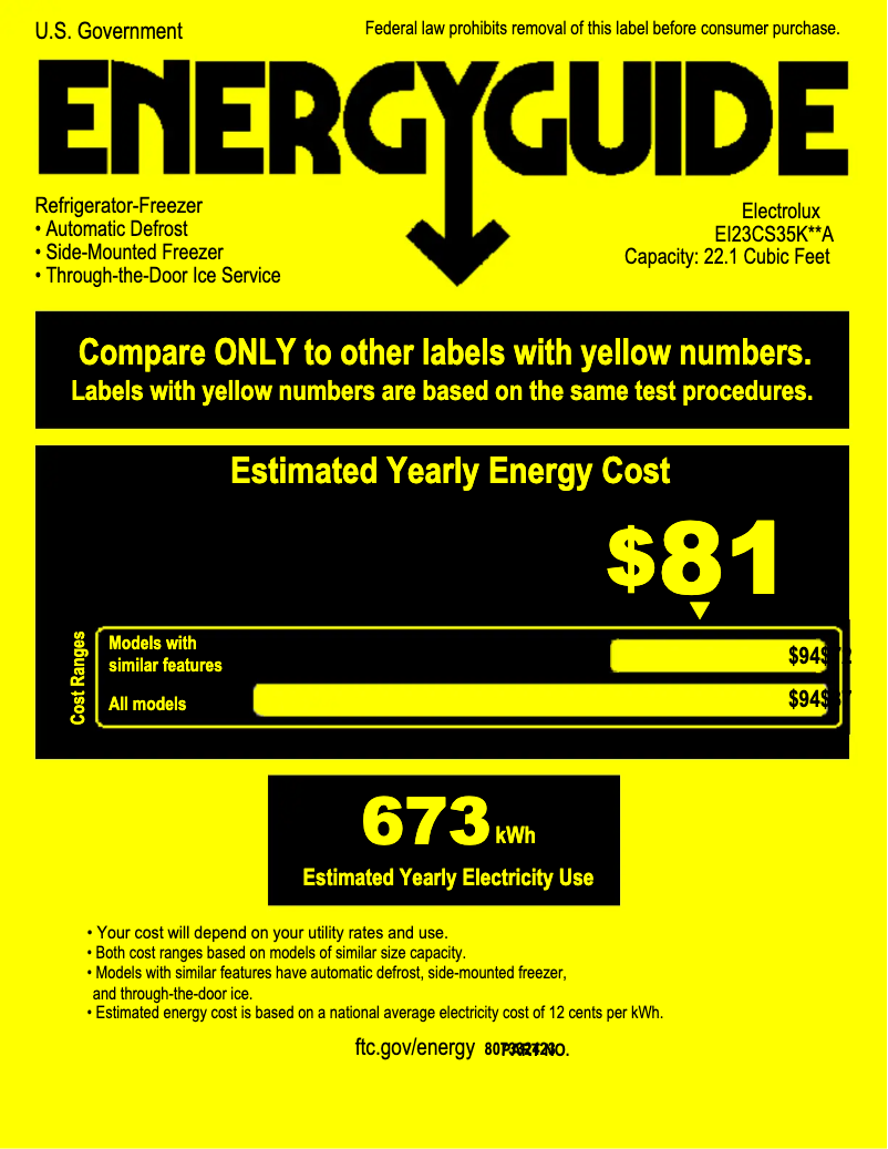 Página 1 del manual Etiqueta energética Electrolux EI23CS35KS