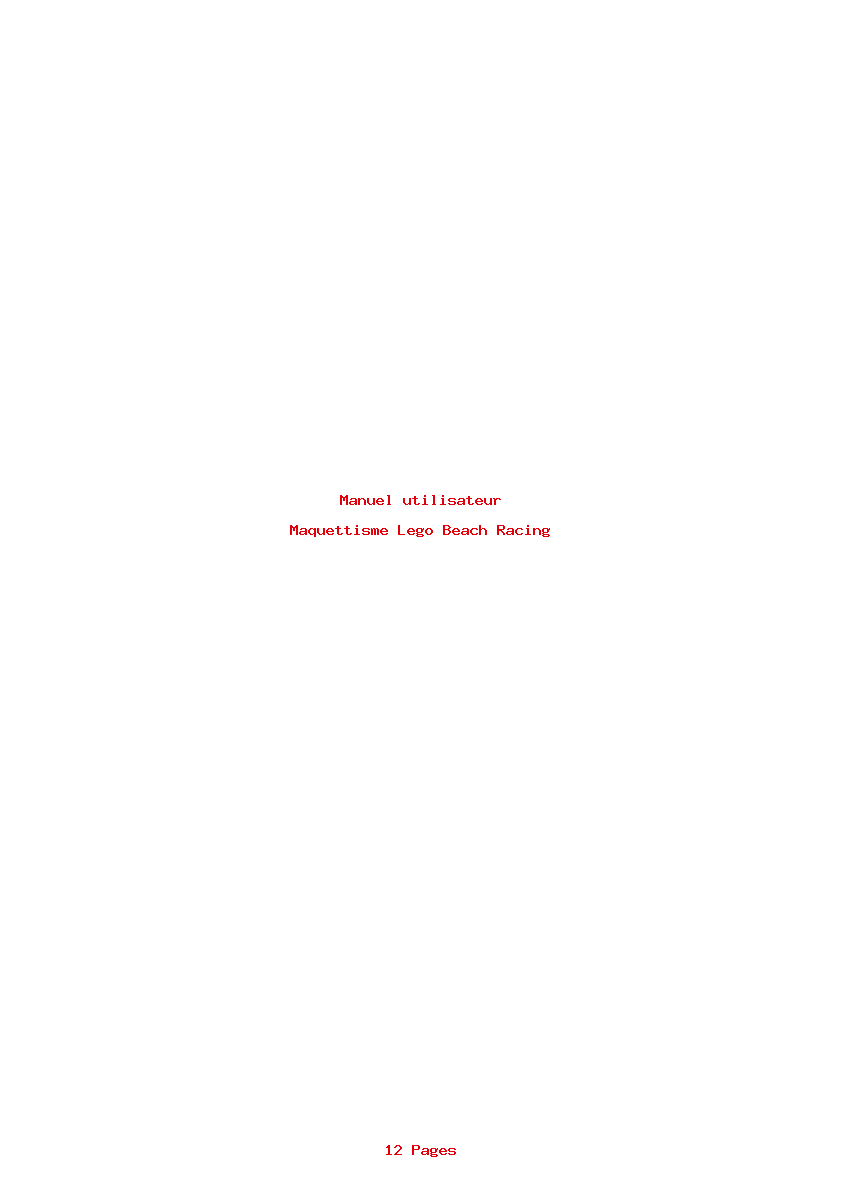 Page 1 de la notice Manuel utilisateur Lego Beach Racing