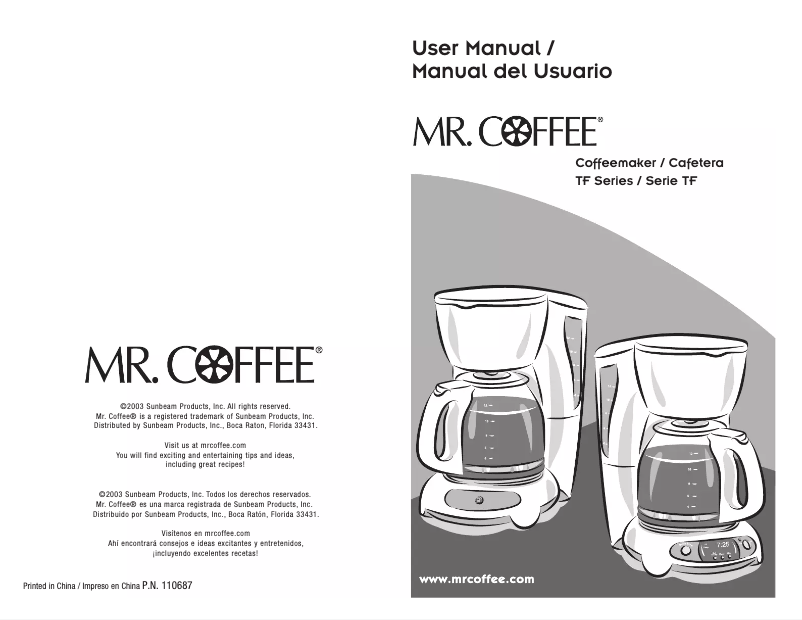 Página 1 del manual Manual de usuario Mr. Coffee TFTX85