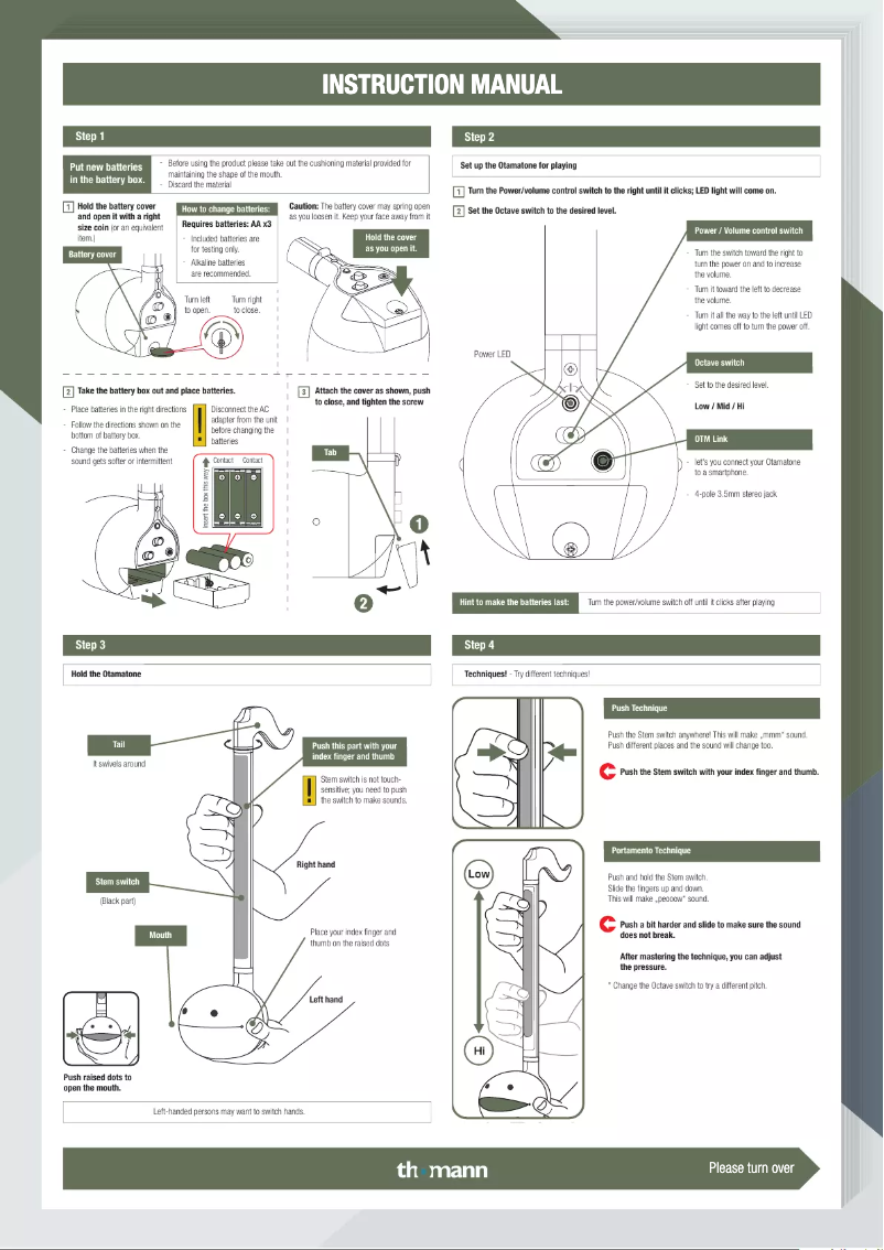 Página 1 del manual Manual de usuario Otamatone Neo