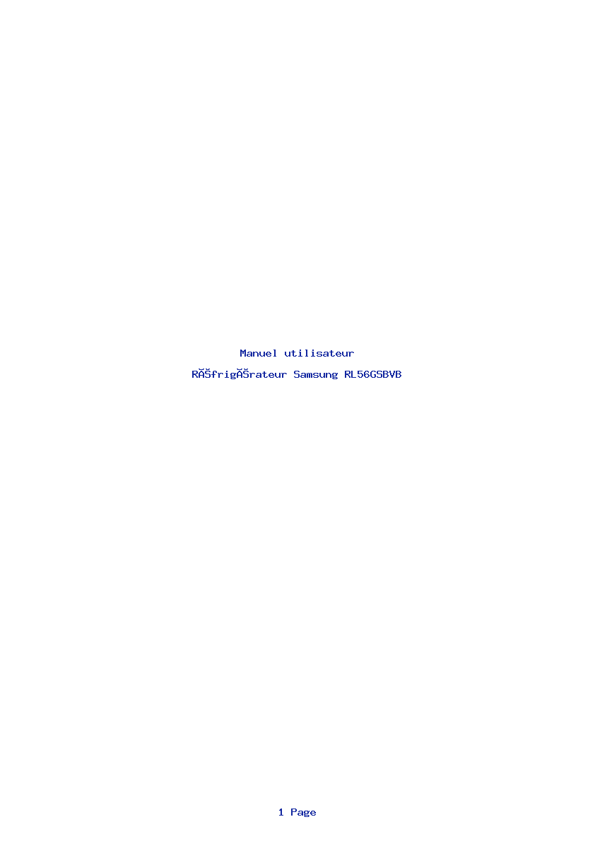 Page 1 de la notice Manuel utilisateur Samsung RL56GSBVB