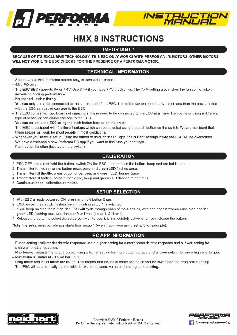 Page 1 de la notice Manuel utilisateur Performa Racing PA9349