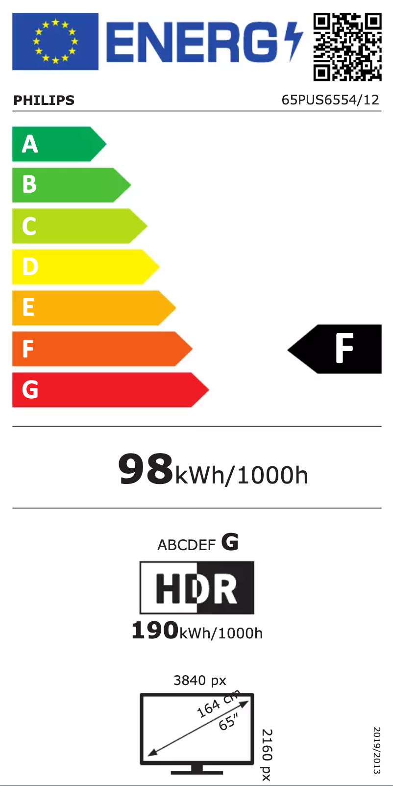 Page 1 of the manual Energy Label Philips 65PUS6554