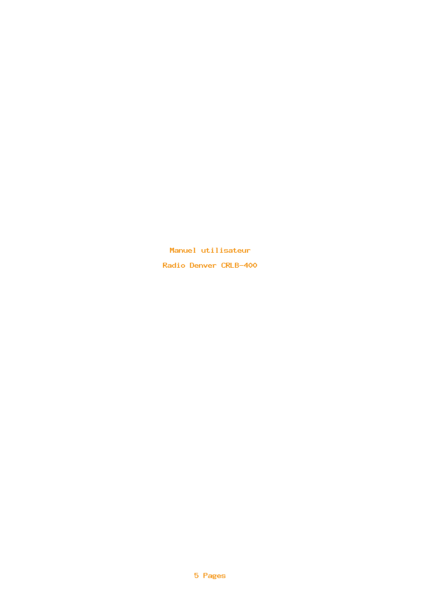 Page 1 de la notice Manuel utilisateur Denver CRLB-400
