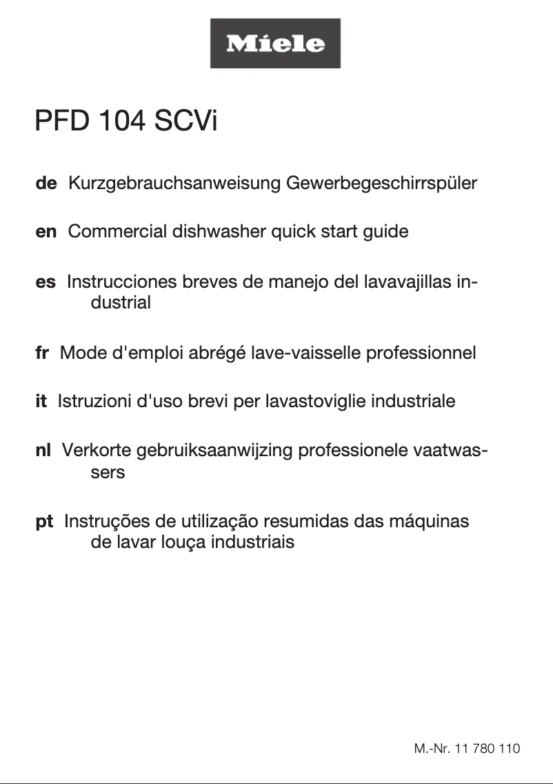 Page 1 de la notice Fiche technique Miele PFD 104 SCVi XXL