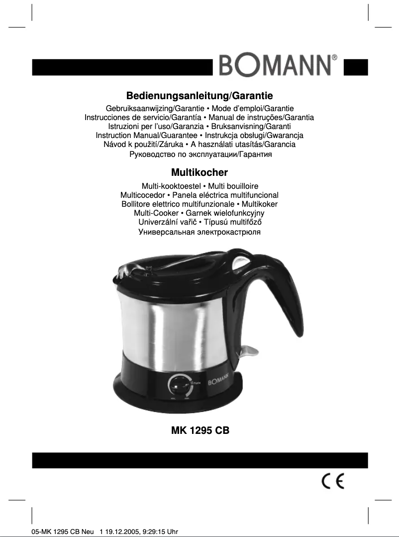 Page 1 de la notice Manuel utilisateur Bomann MK 1295 CB