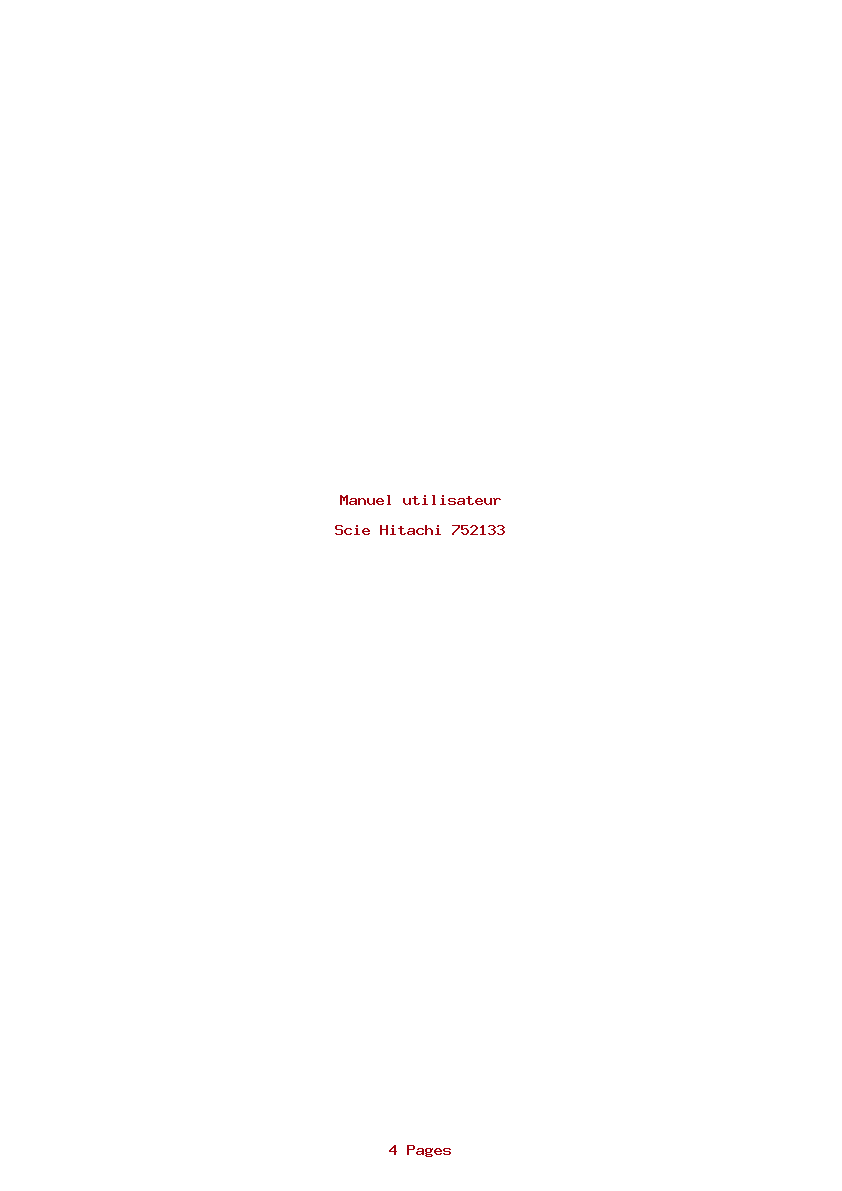 Page 1 de la notice Manuel utilisateur Hitachi 752133