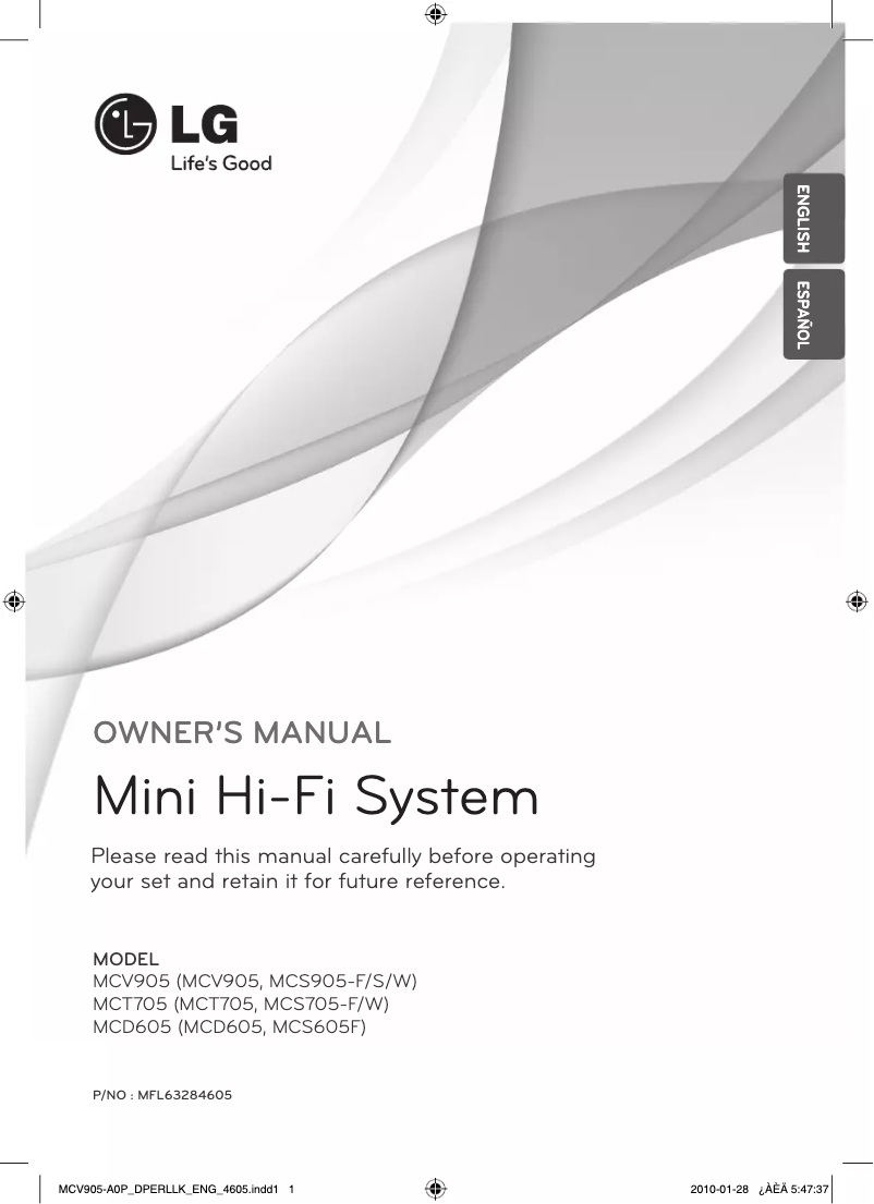 Page 1 de la notice Manuel utilisateur LG MCD605