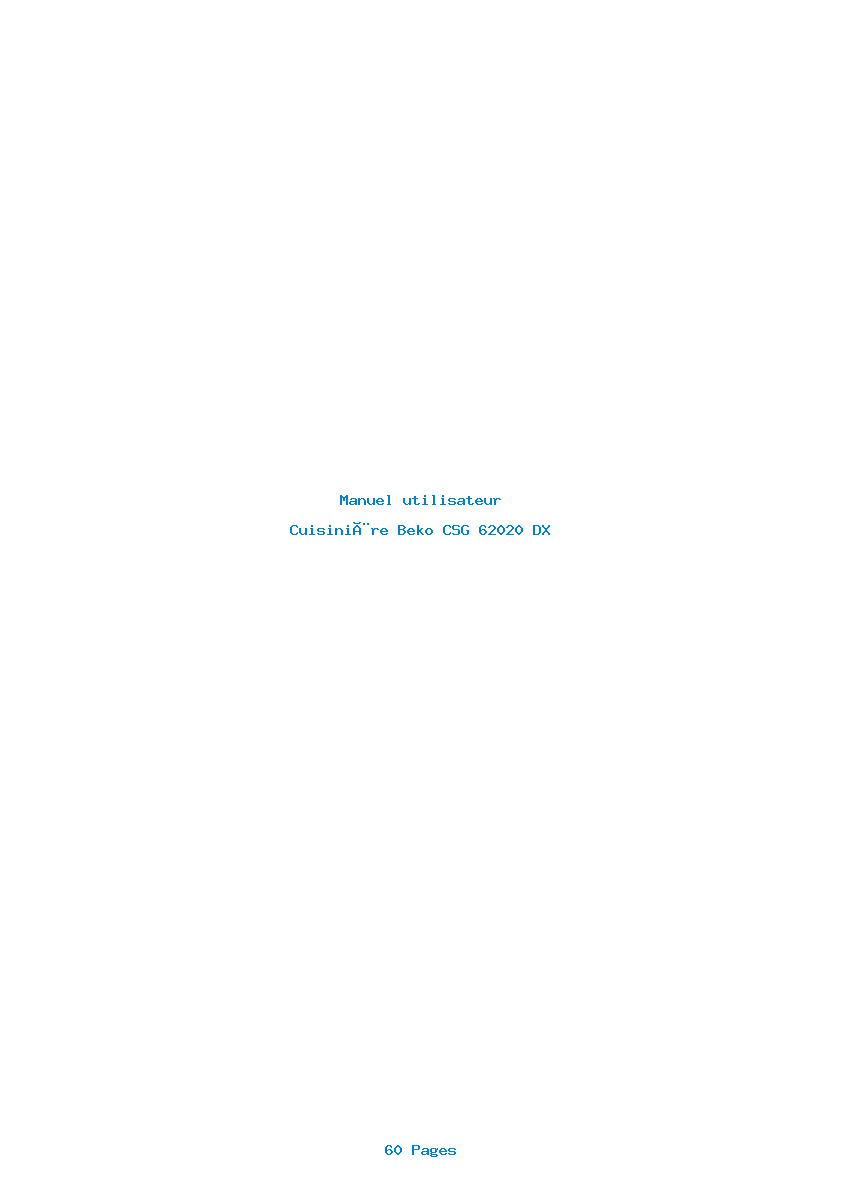 Page 1 de la notice Manuel utilisateur Beko CSG 62020 DX