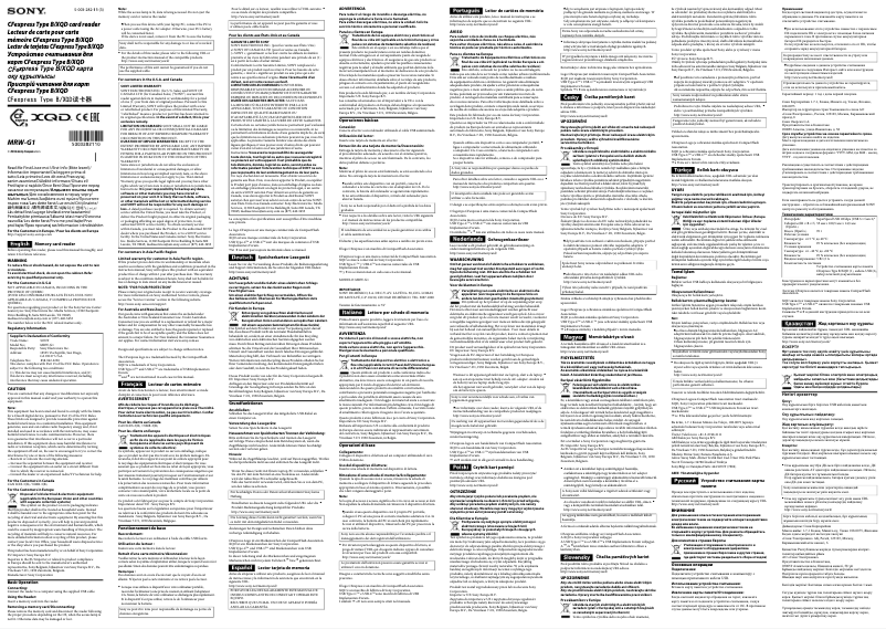 Page 1 of the manual User Manual Sony MRW-G1