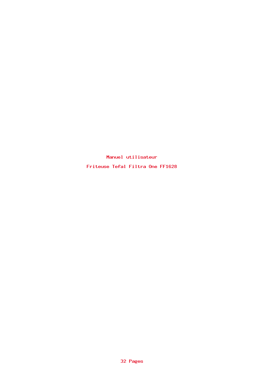 Page 1 de la notice Manuel utilisateur Tefal Filtra One FF1628