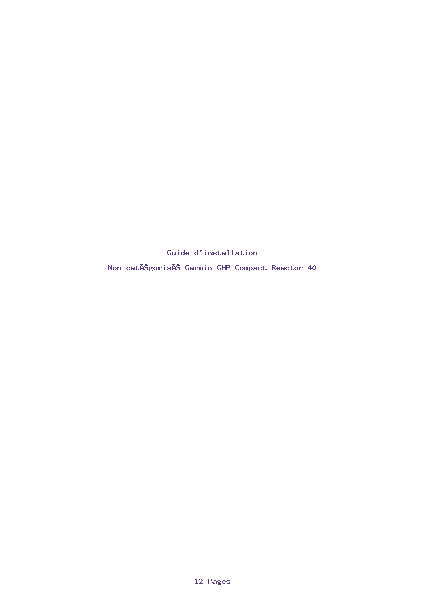 Page 1 de la notice Guide d'installation Garmin GHP Compact Reactor 40