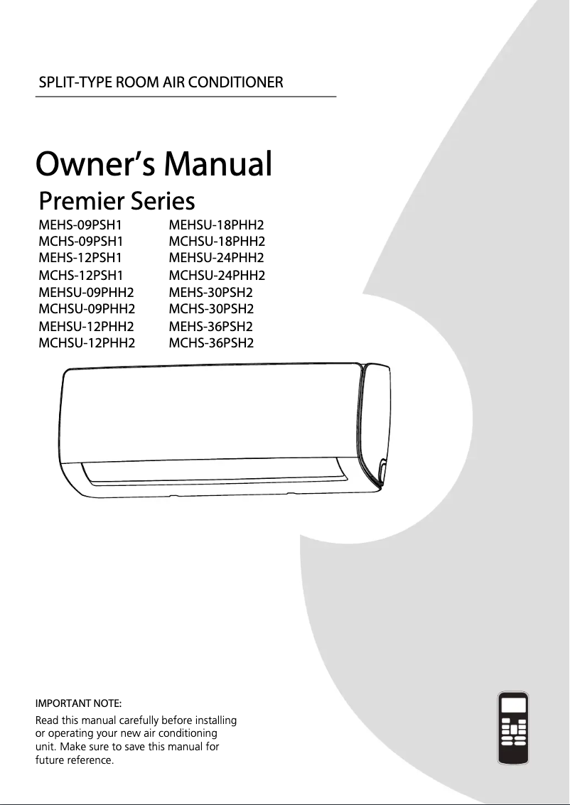 Image de la première page du manuel de l'appareil MEHS-30PSH2