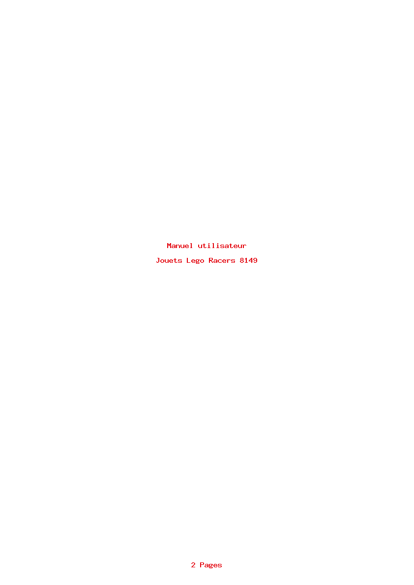 Page 1 de la notice Manuel utilisateur Lego Racers 8149