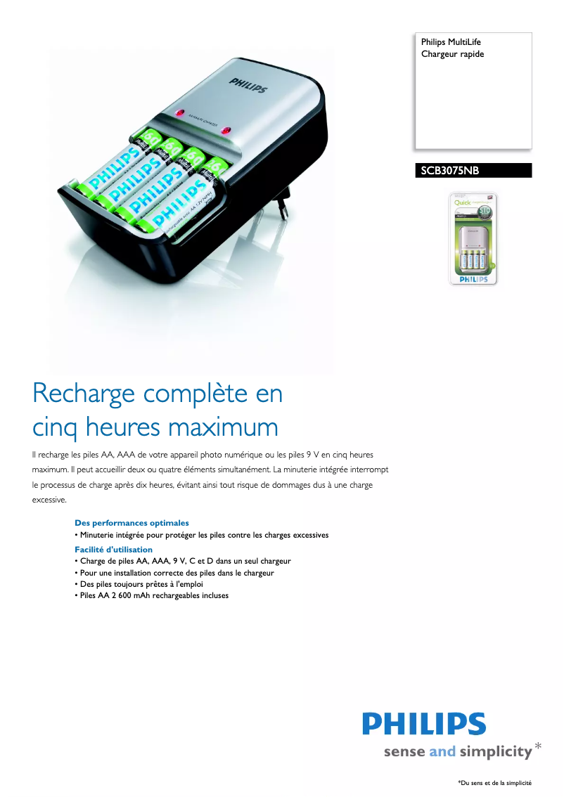 Página 1 del manual Ficha técnica Philips MultiLife SCB3075NB