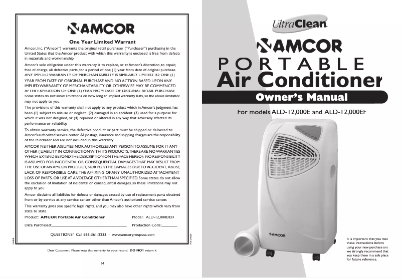 Page 1 de la notice Manuel utilisateur Amcor ALD12000E