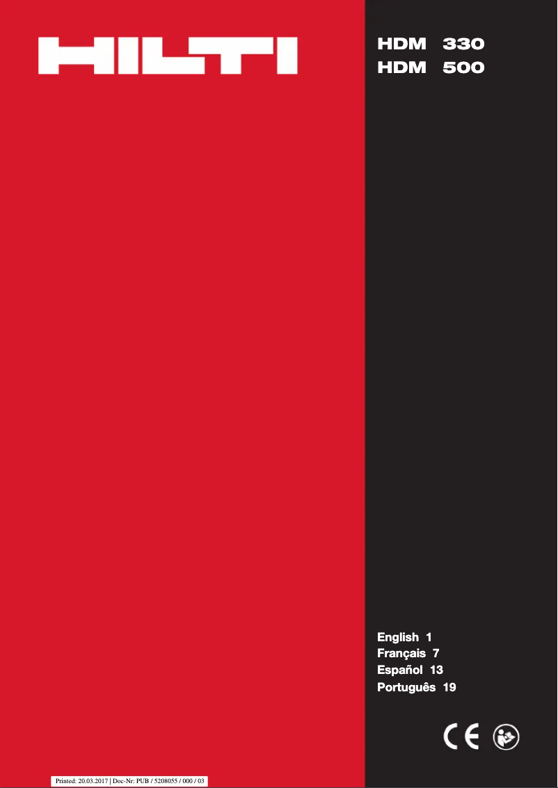 Page 1 de la notice Manuel utilisateur Hilti HDM 330
