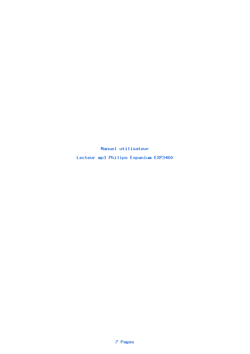 Page 1 de la notice Manuel utilisateur Philips Expanium EXP3460