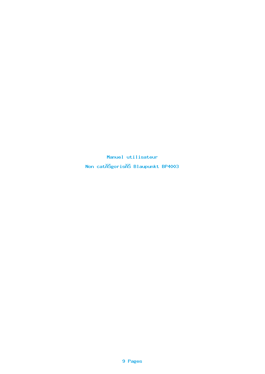 Page 1 de la notice Manuel utilisateur Blaupunkt BP4003