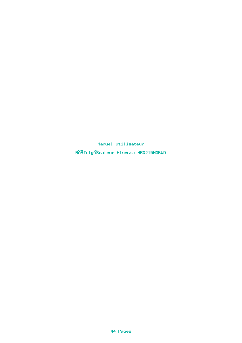 Page 1 de la notice Manuel utilisateur Hisense HRQ215N6BWD
