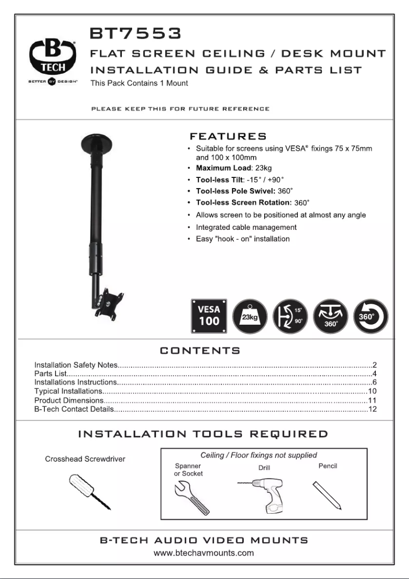 Page 1 of the manual User Manual B-Tech BT7553-050