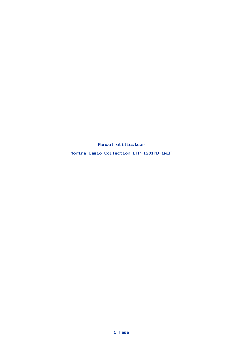 Page 1 de la notice Manuel utilisateur Casio Collection LTP-1281PD-1AEF