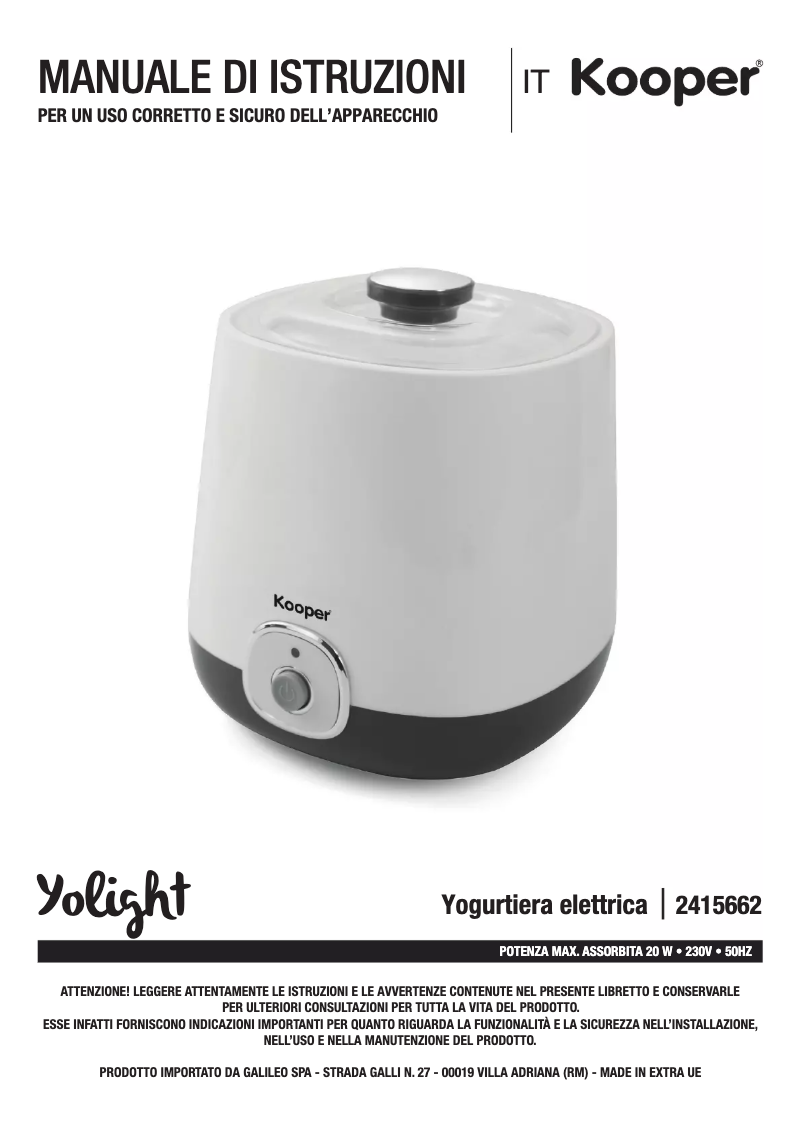 Page 1 de la notice Manuel utilisateur Kooper 2415662
