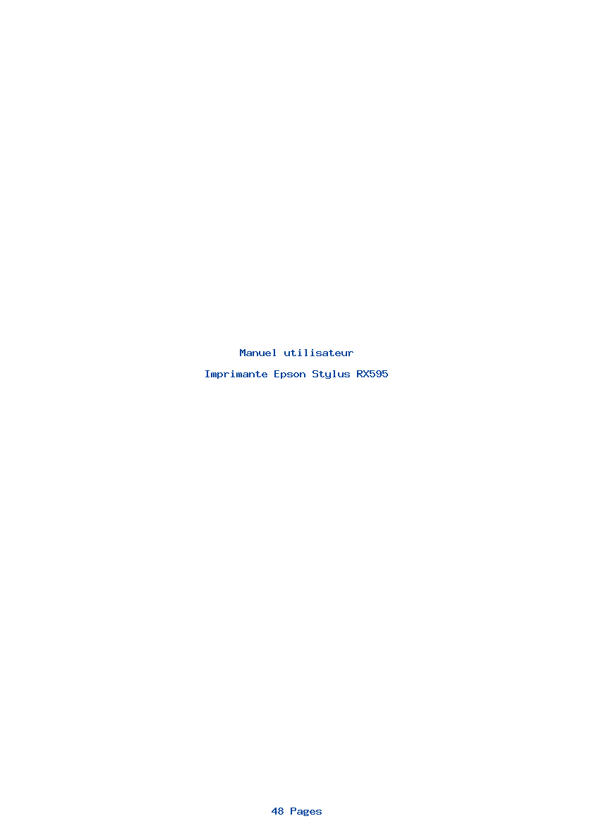 Page 1 de la notice Manuel utilisateur Epson Stylus RX595