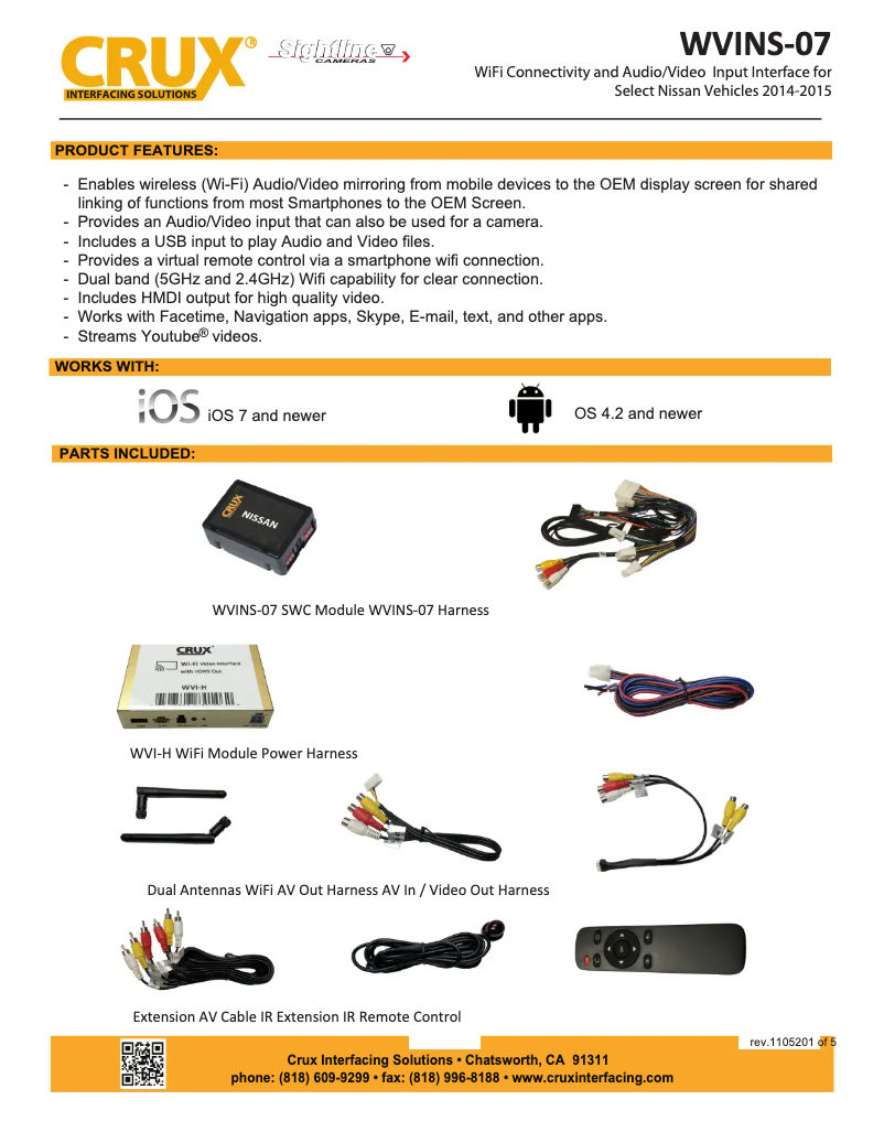Page 1 de la notice Manuel utilisateur CRUX WVINS-07