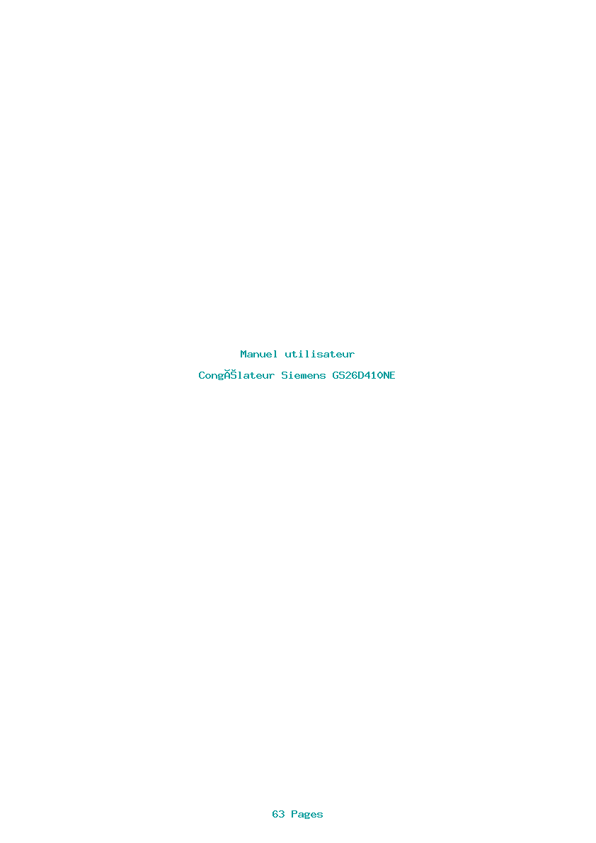 Page 1 de la notice Manuel utilisateur Siemens GS26D410NE