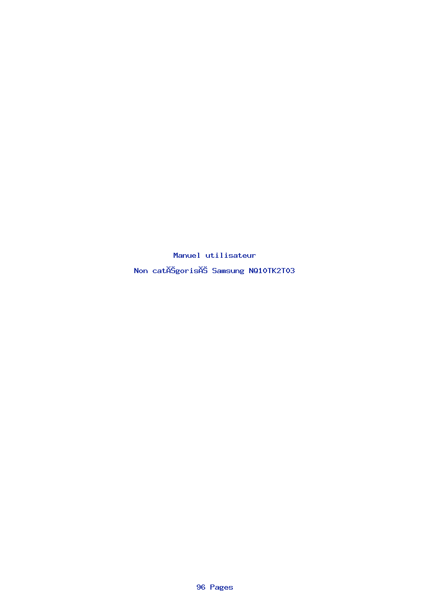 Page 1 de la notice Manuel utilisateur Samsung NQ10TK2T03