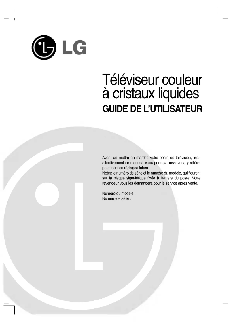 Page 1 de la notice Manuel utilisateur LG RZ-15LA70