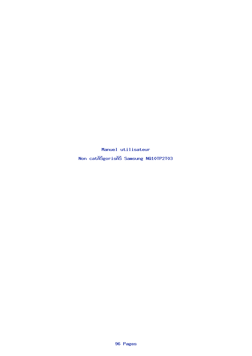 Page 1 de la notice Manuel utilisateur Samsung NQ10TP2T03