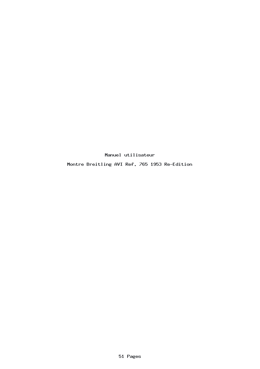 Page 1 de la notice Manuel utilisateur Breitling AVI Ref. 765 1953 Re-Edition