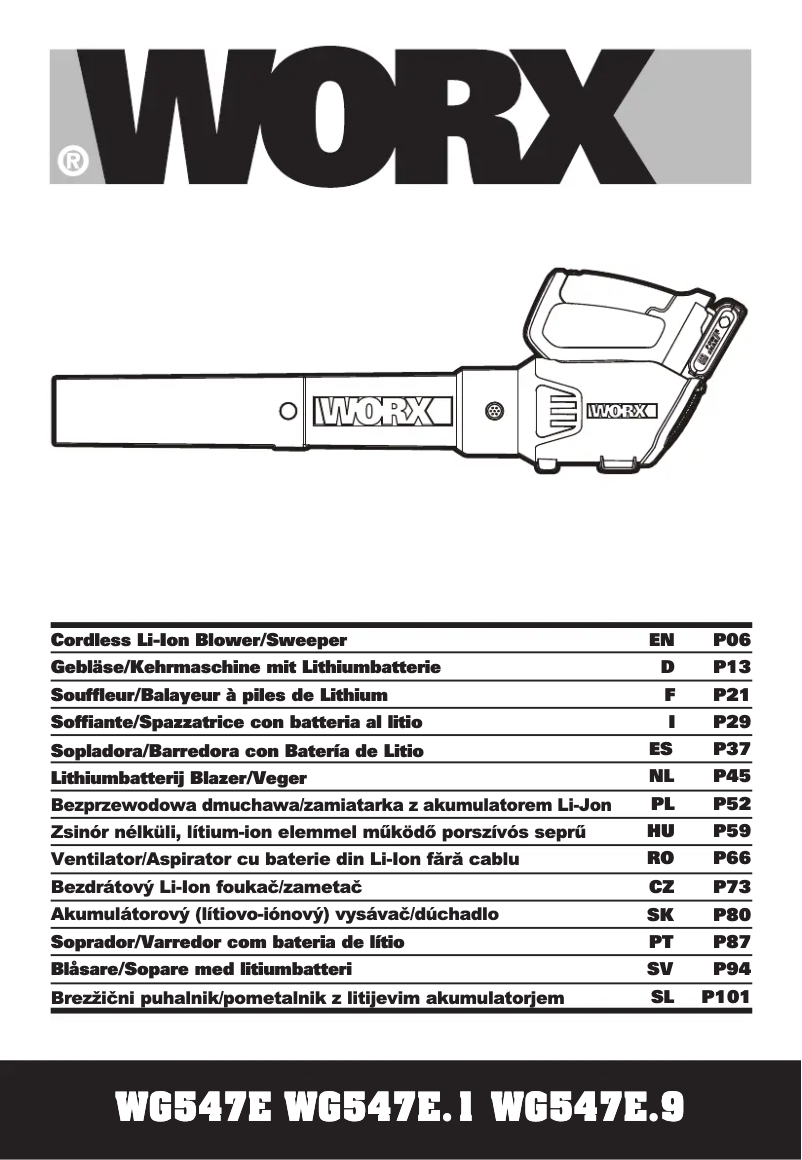 Page 1 de la notice Manuel utilisateur Worx WG547E
