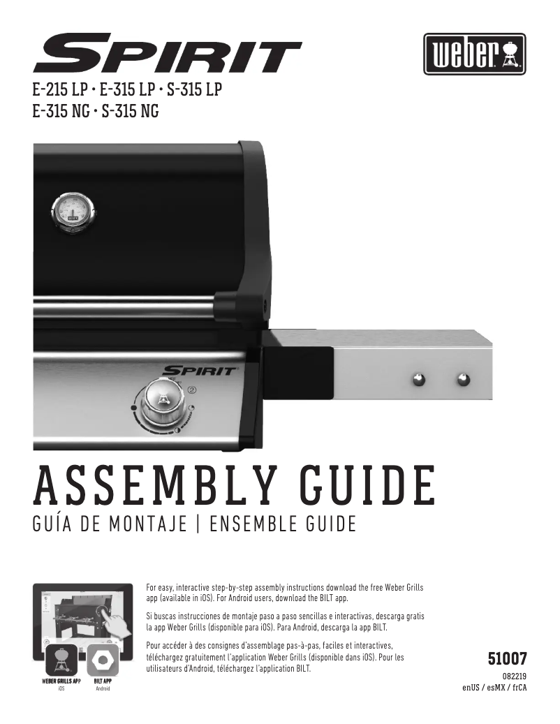 Page 1 de la notice Instructions / montage Weber Spirit S-315