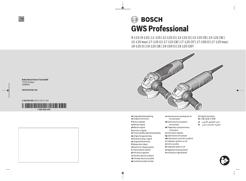 Page 1 de la notice Manuel utilisateur Bosch GWS 13-125 CI Professional