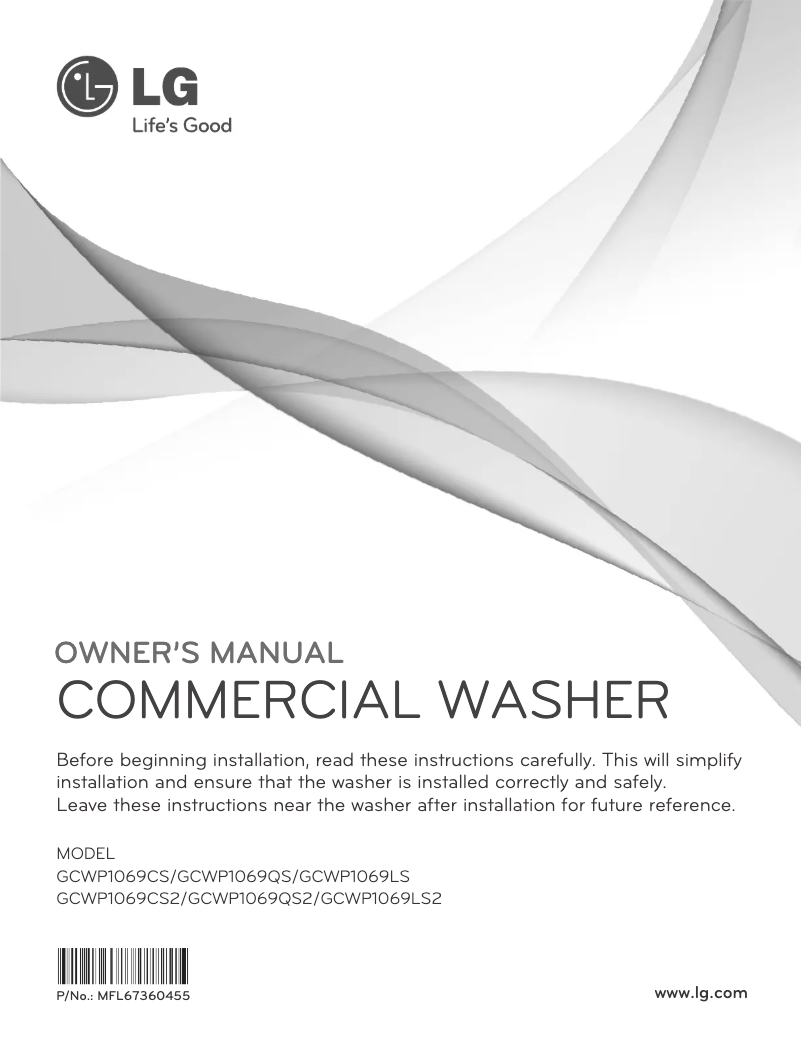 Page 1 de la notice Manuel utilisateur LG GCWP1069QS