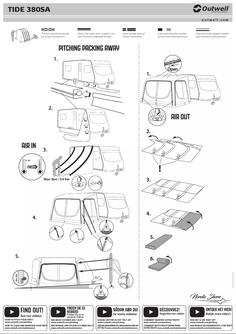 Page 1 of the manual User Manual Outwell Tide 380SA