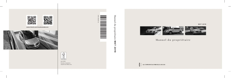Page 1 de la notice Manuel utilisateur Lincoln MKT (2019)