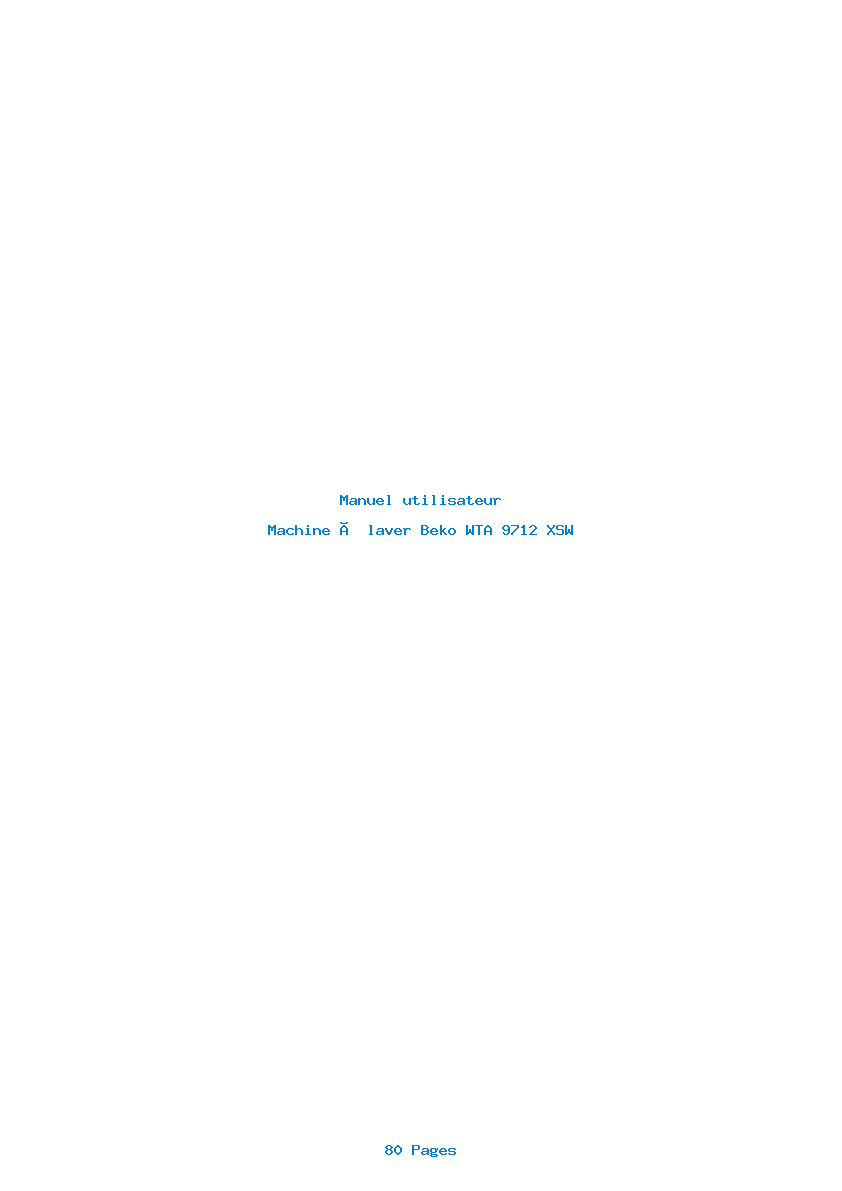 Page 1 de la notice Manuel utilisateur Beko WTA 9712 XSW