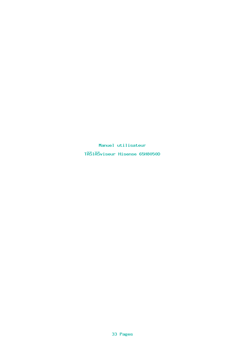 Page 1 de la notice Manuel utilisateur Hisense 65H8050D
