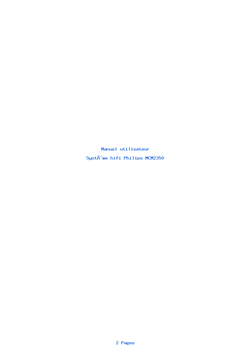 Page 1 de la notice Manuel utilisateur Philips MCM2350