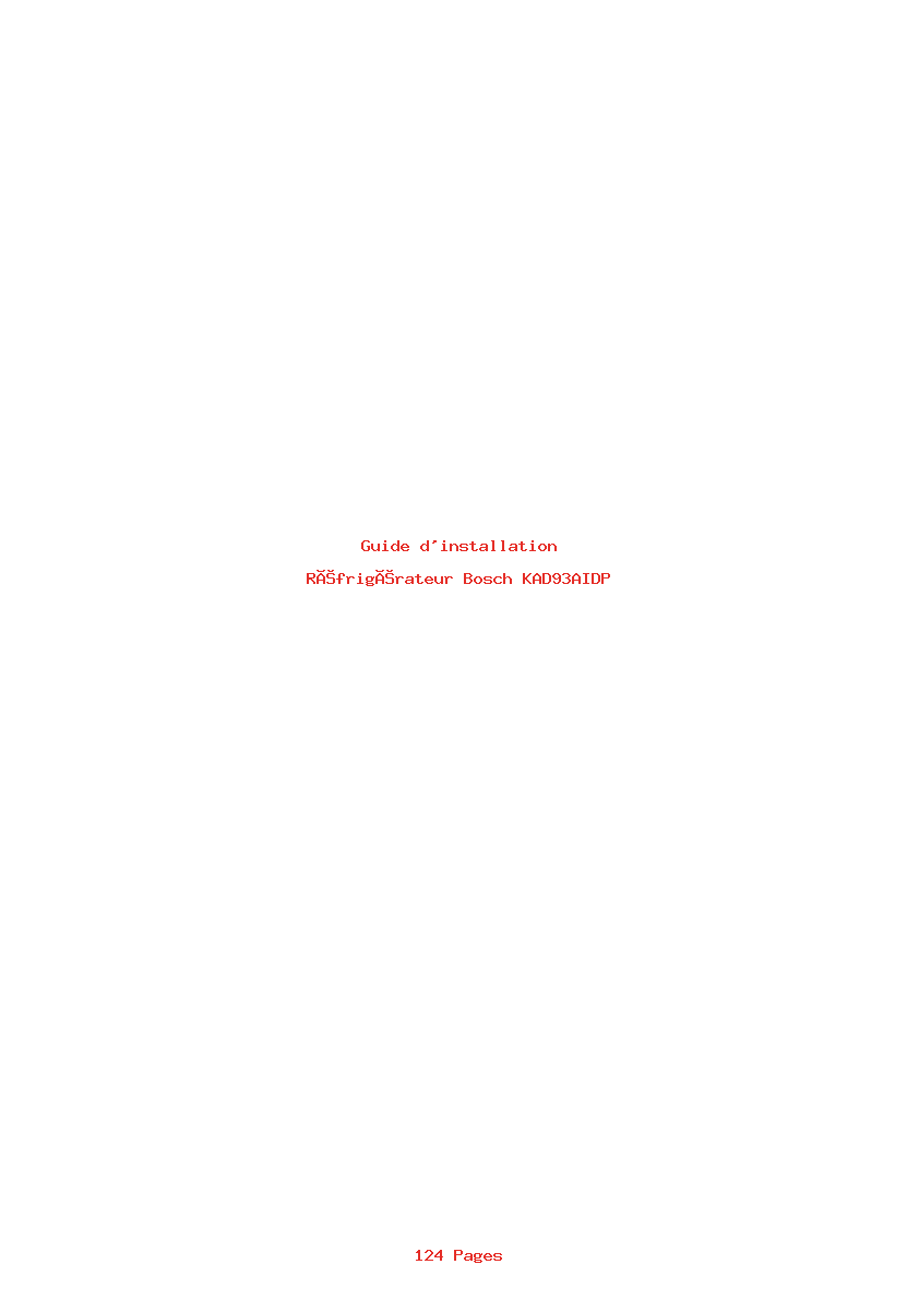Page 1 de la notice Guide d'installation Bosch KAD93AIDP