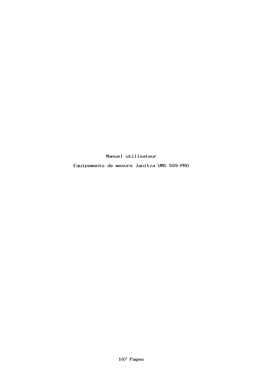Page 1 de la notice Manuel utilisateur Janitza UMG 509-PRO