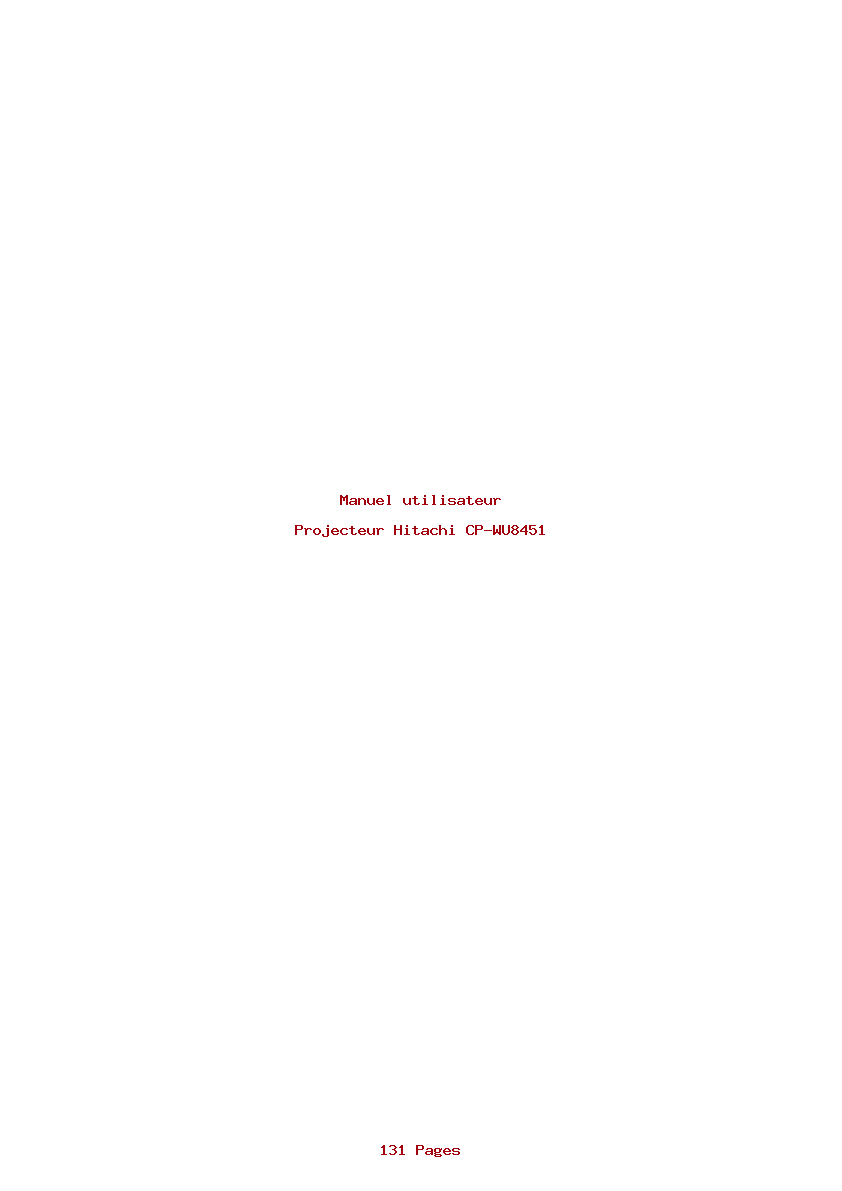 Page 1 de la notice Manuel utilisateur Hitachi CP-WU8451