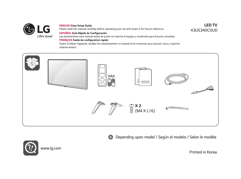 Page 1 de la notice Manuel utilisateur LG 43US340C0UD