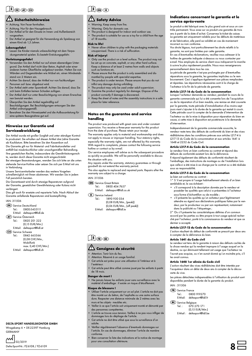 Page 1 de la notice Manuel utilisateur Playtive IAN 311506