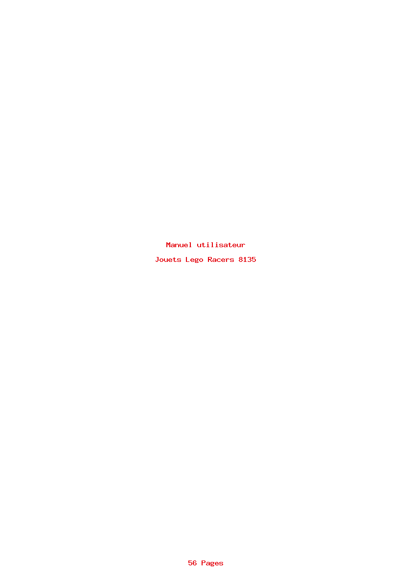Page 1 de la notice Manuel utilisateur Lego Racers 8135